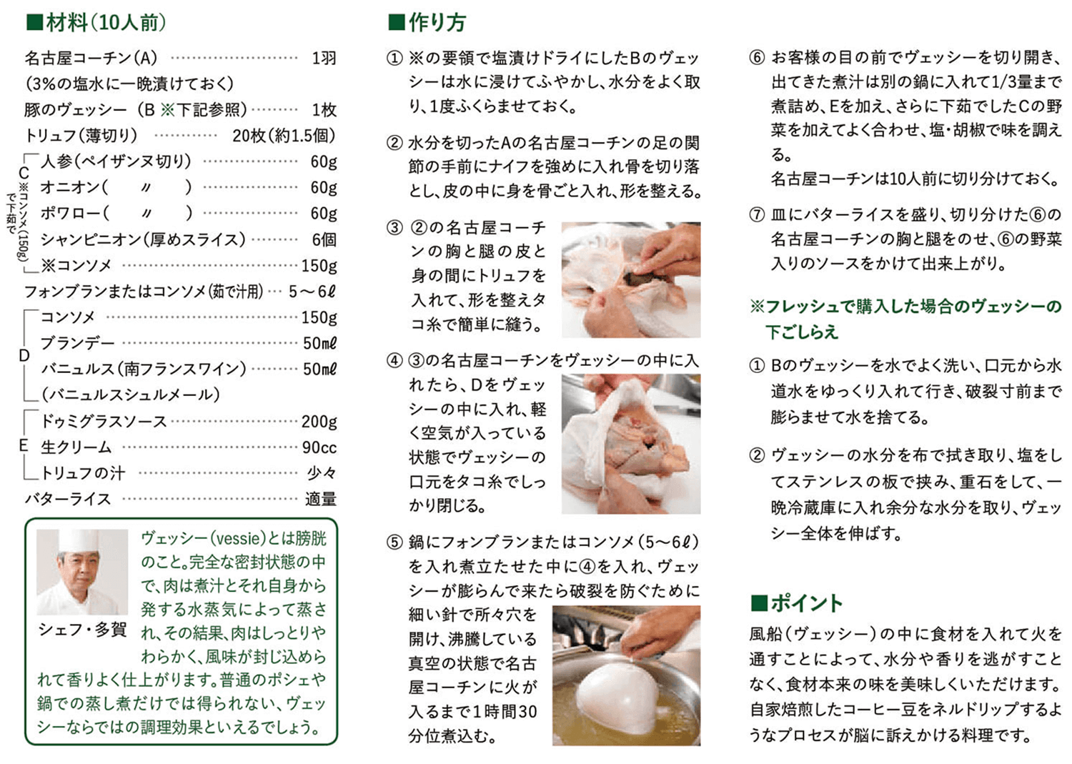 名古屋コーチン（雌）のヴェッシー包み レシピ